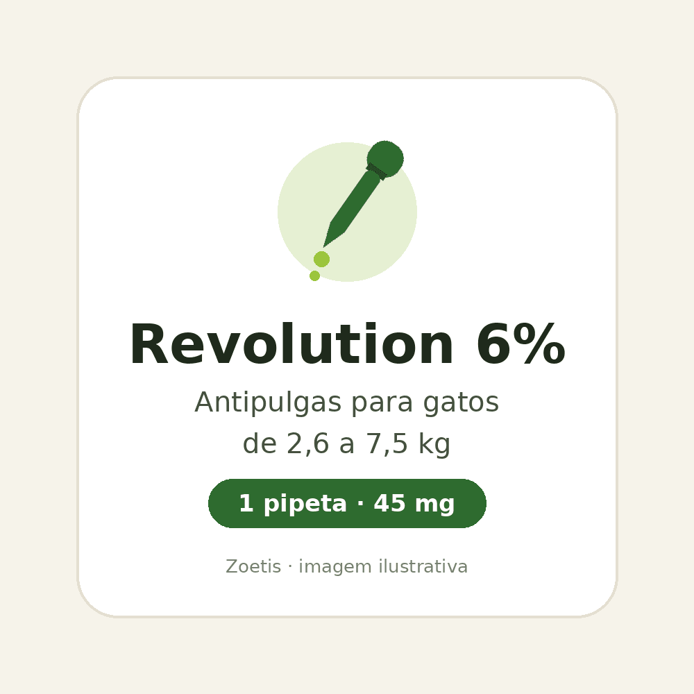 Antipulgas Revolution 6% Zoetis para gatos de 2,6 a 7,5 kg (45 mg, 1 pipeta)